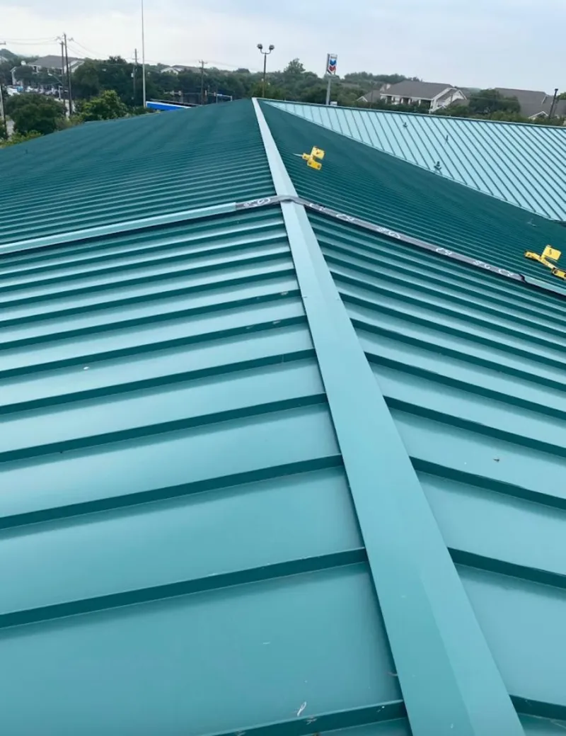 Green commercial metal roof ridge and valley for Metal Roof Repair in Damascus